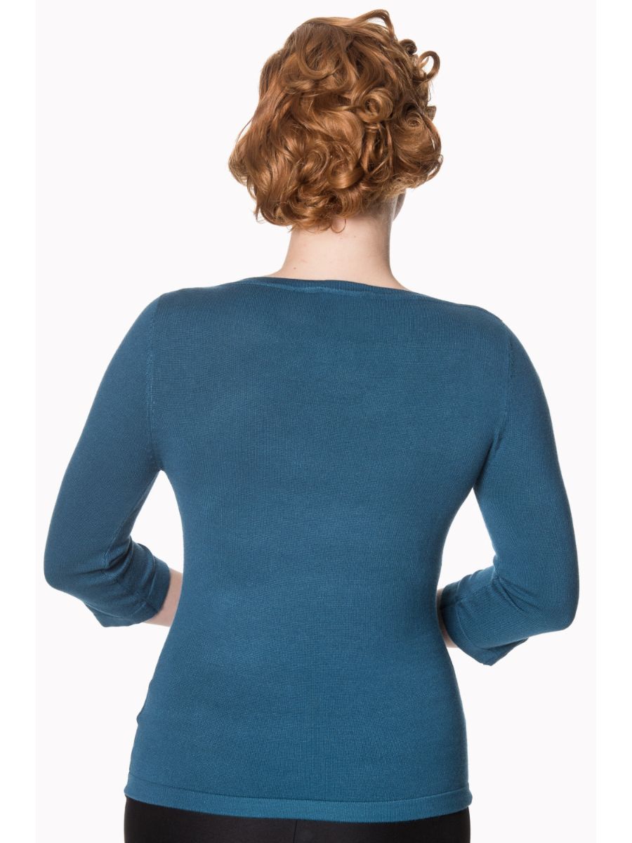Banned Retro Addicted Knit Vintage Dorothy Top Teal