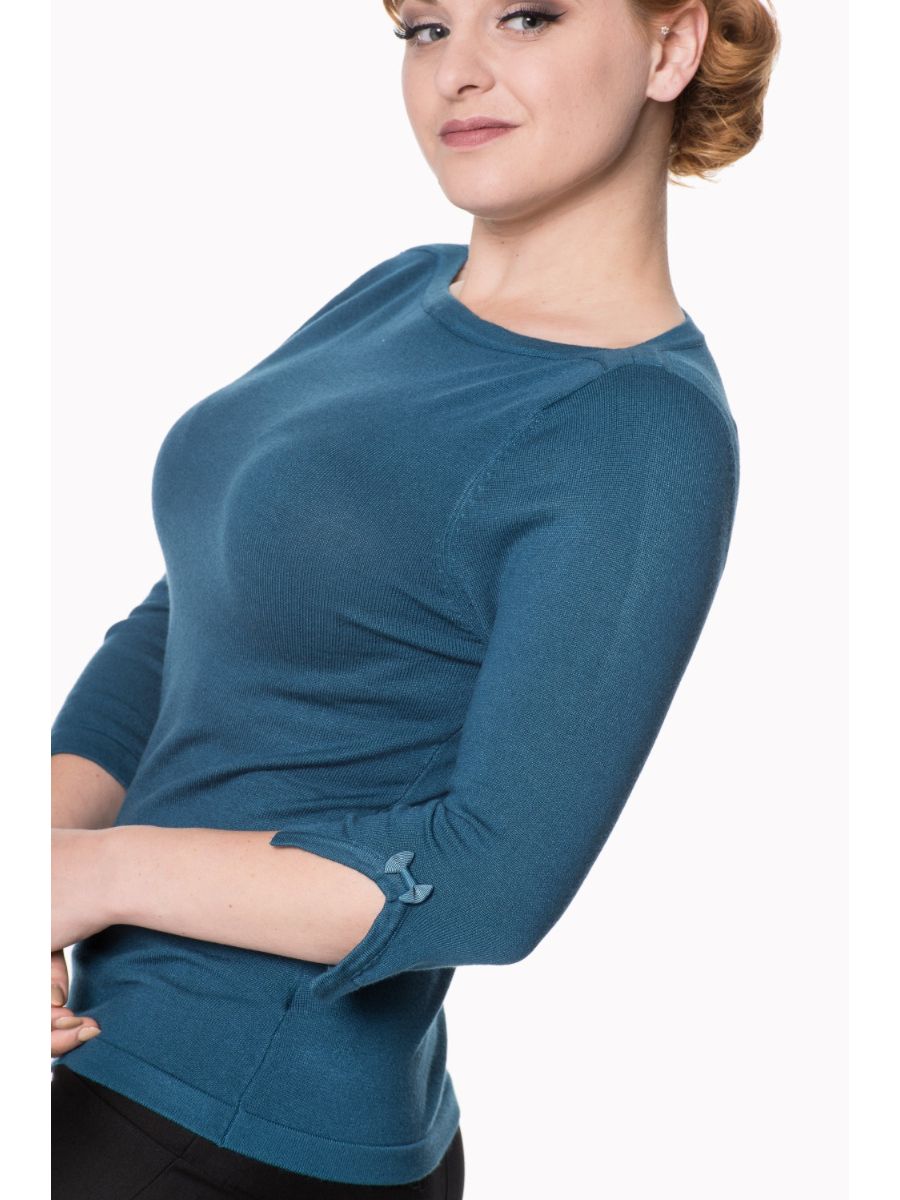 Banned Retro Addicted Knit Vintage Dorothy Top Teal