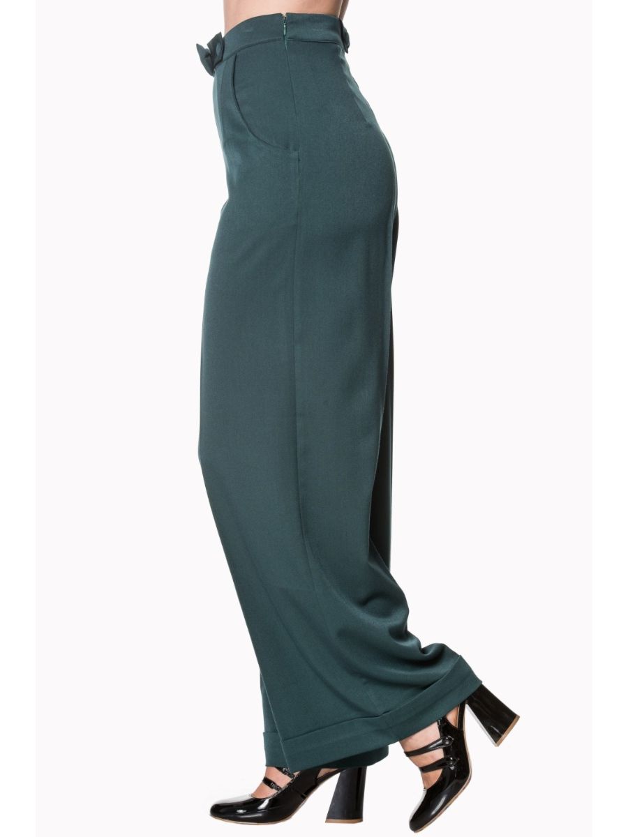 Banned Retro 1950's Hidden Away Vintage Wide Leg Trouser Teal