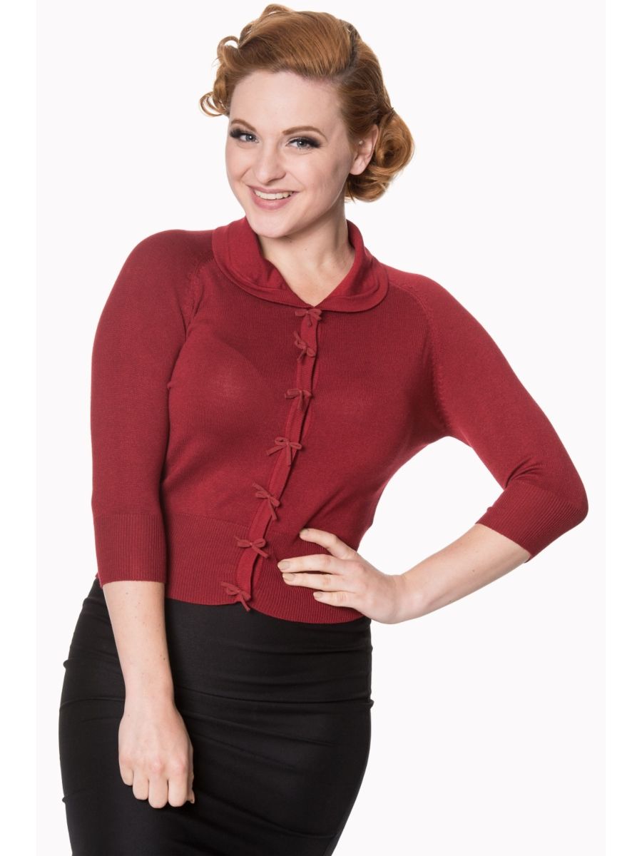 APRIL SHORT SLEEVE CARDIGAN Bordeaux