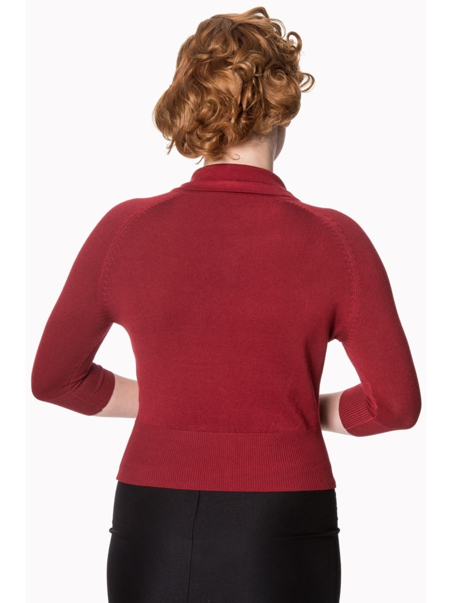 APRIL SHORT SLEEVE CARDIGAN Bordeaux