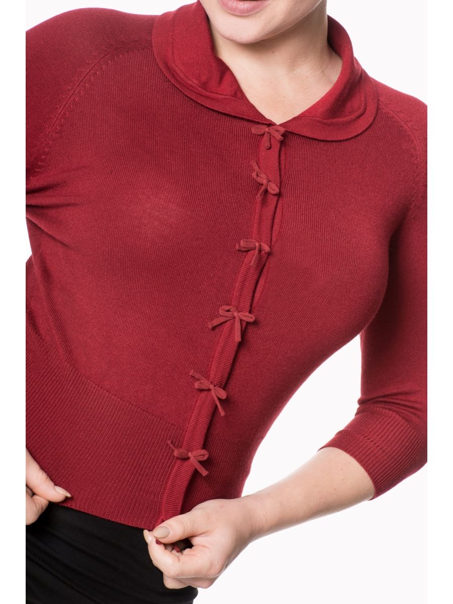 APRIL SHORT SLEEVE CARDIGAN Bordeaux