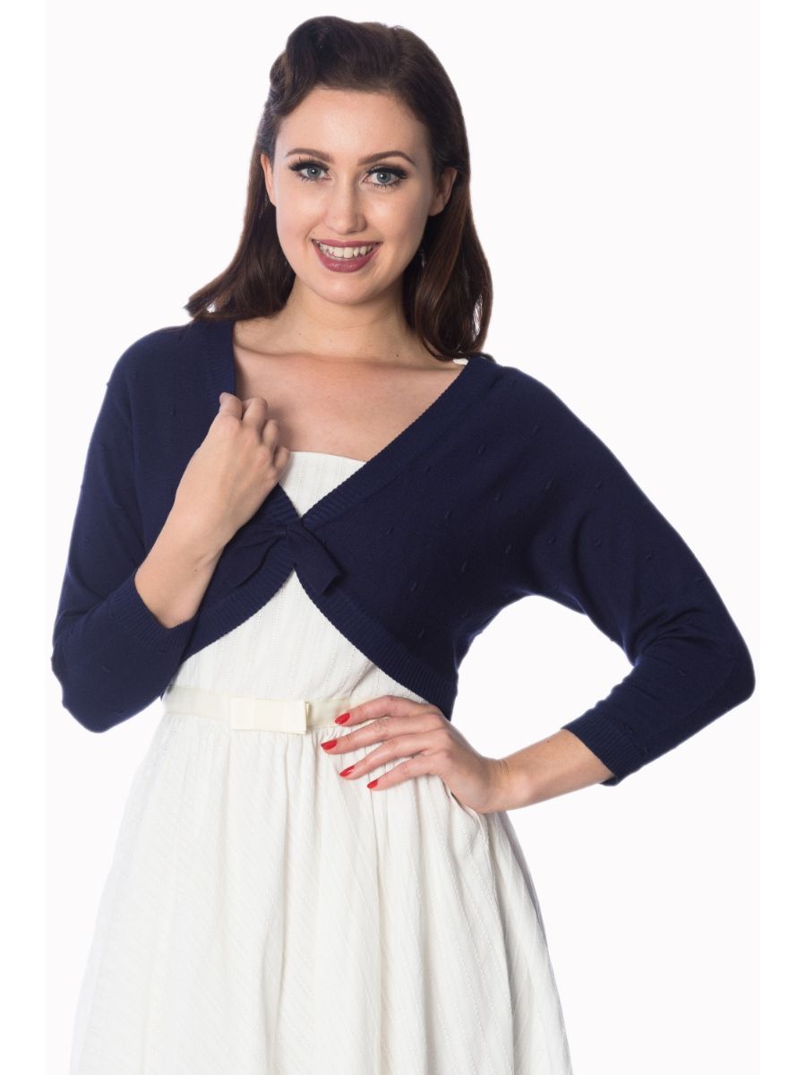 Banned Retro 1950's Popcorn Bolero Navy