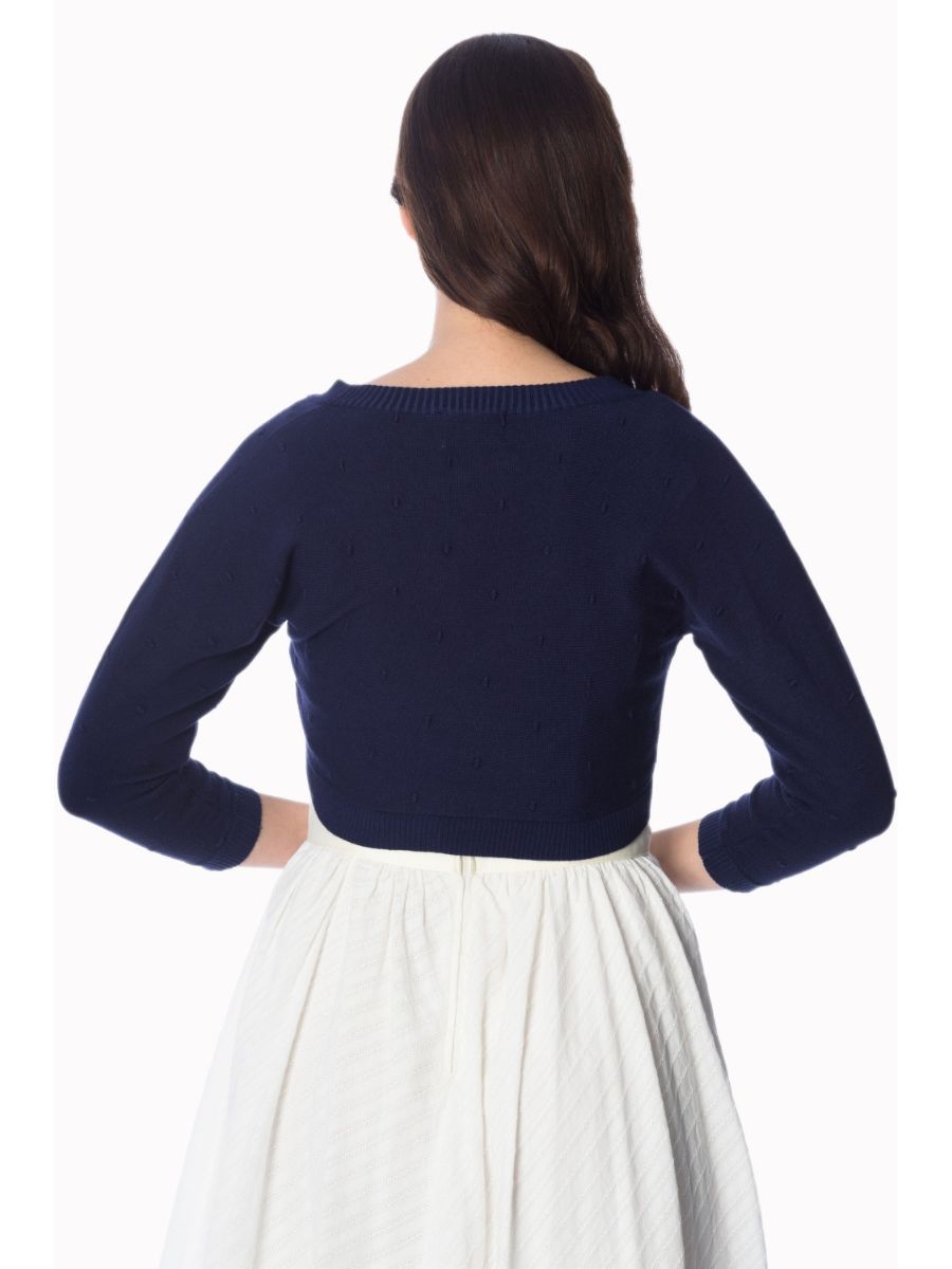 Banned Retro 1950's Popcorn Bolero Navy