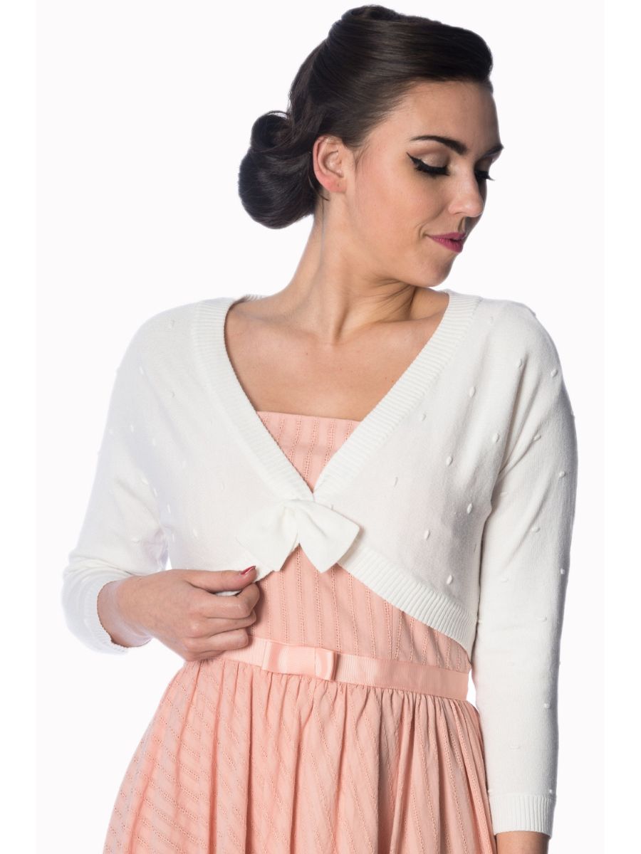 Banned Retro 1950's Popcorn Bolero White