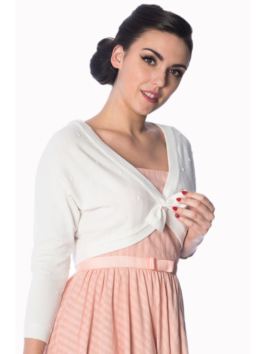 Banned Retro 1950's Popcorn Bolero White