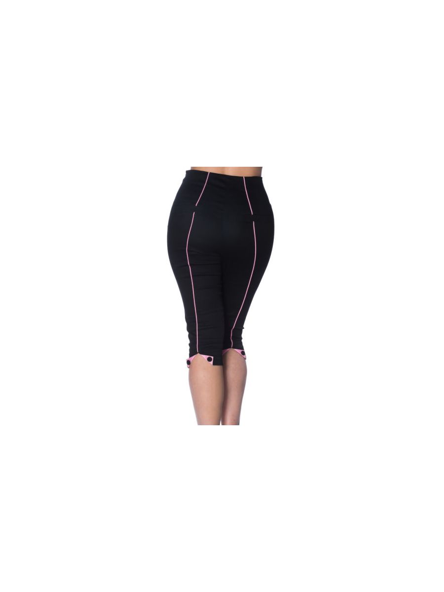Banned Retro 1950's Grease Vintage High Waist Capri Trouser Black