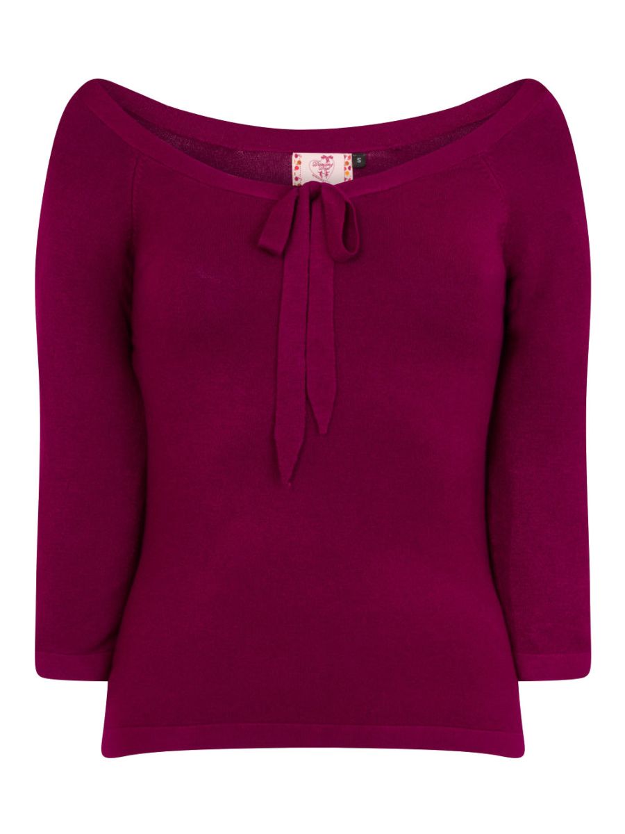 Banned Retro Pretty Illusion Vintage Knit Top Bordeaux