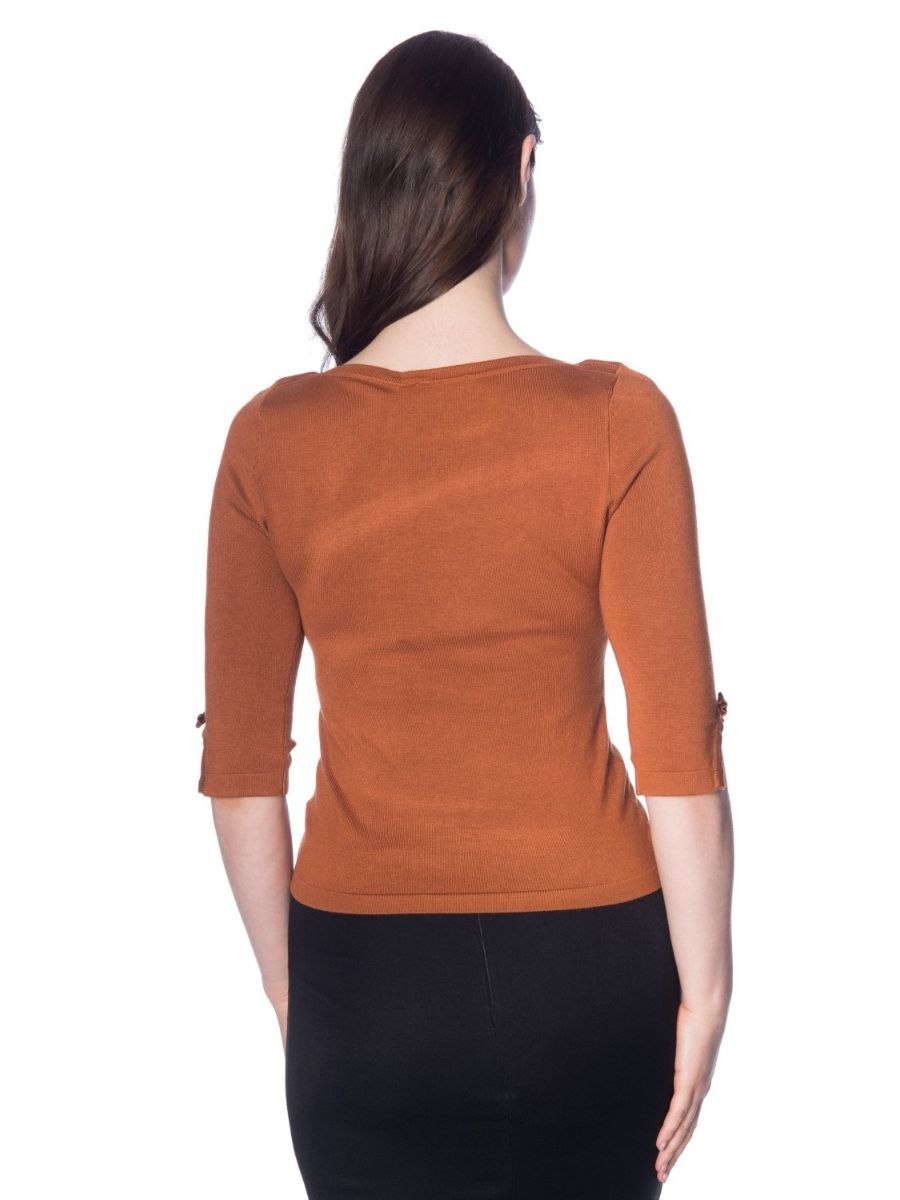 Banned Retro Addicted Knit Vintage Dorothy Top Brown