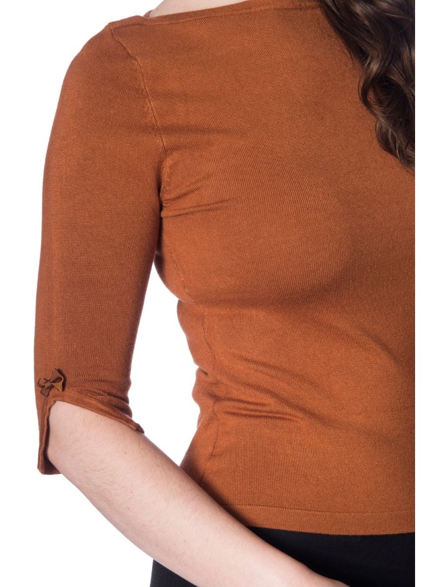 Banned Retro Addicted Knit Vintage Dorothy Top Brown