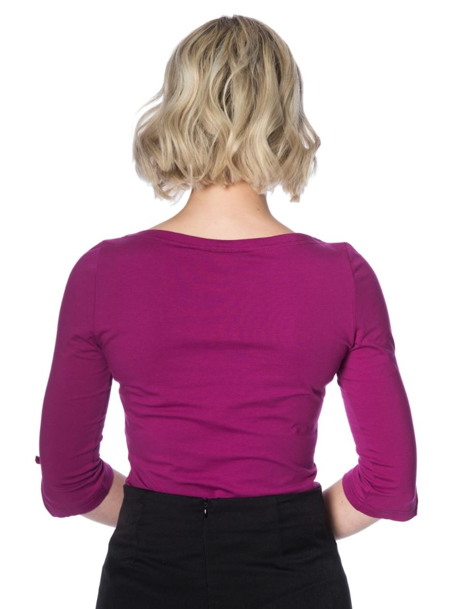 Banned Retro 1950's Oonagh Basic Boat Neck Vintage Dorothy Top