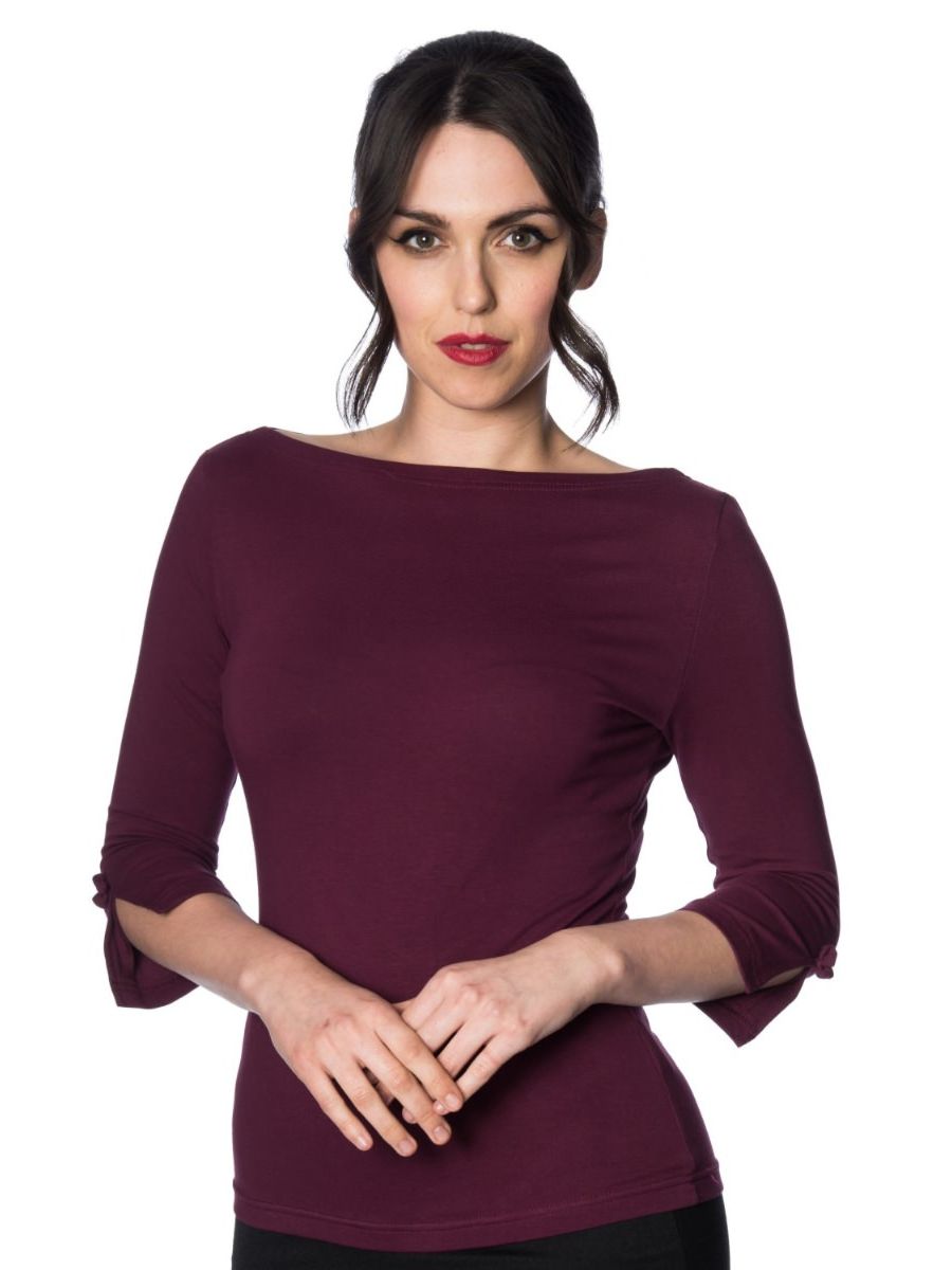 Banned Retro 1950's Oonagh Basic Boat Neck Vintage Dorothy Top