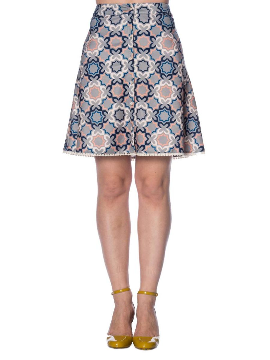 70's TILE BUTTON UP SKIRT