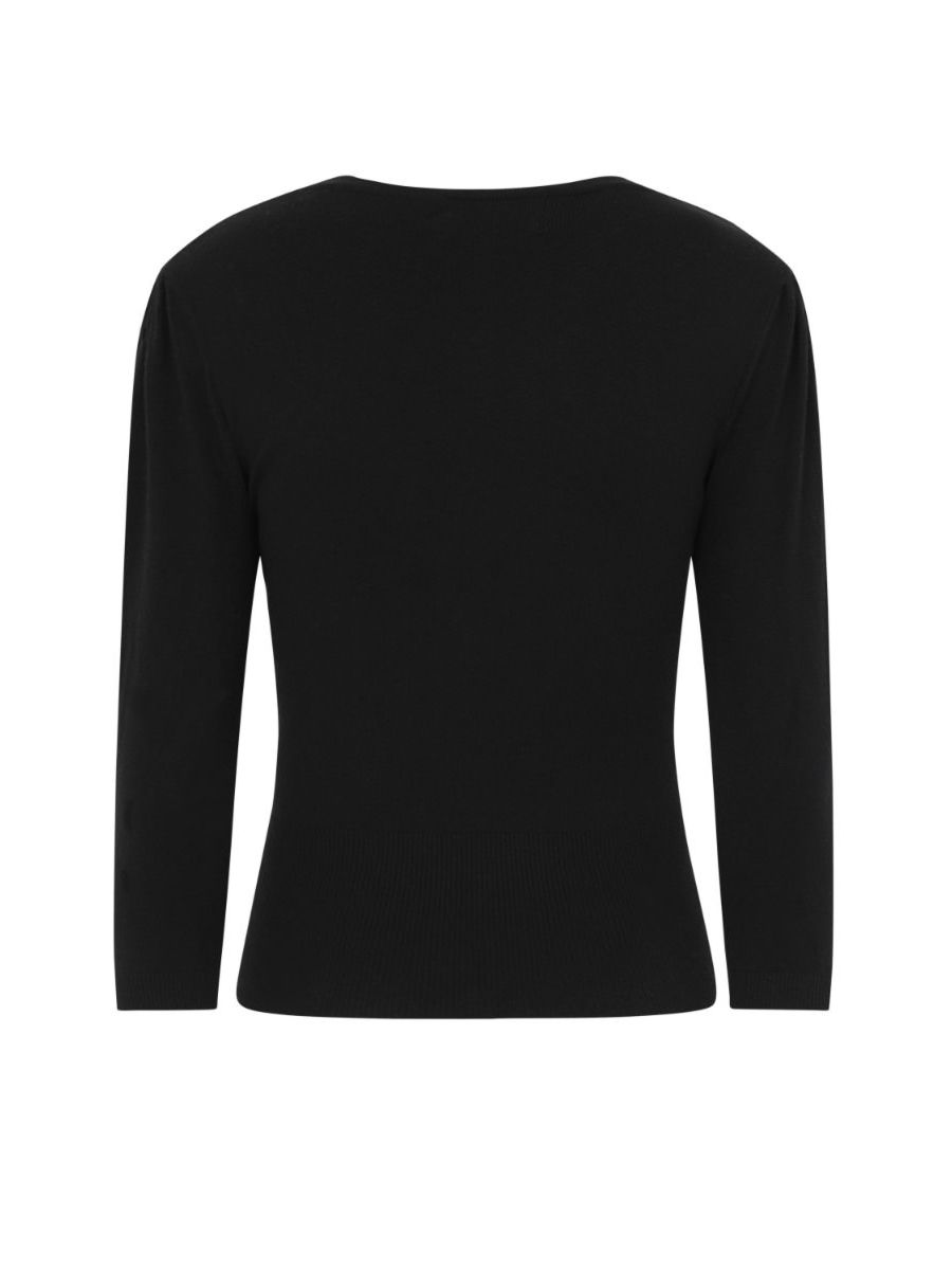 Banned Retro 1950's Cat Scallop Collar Vintage Cardigan Black