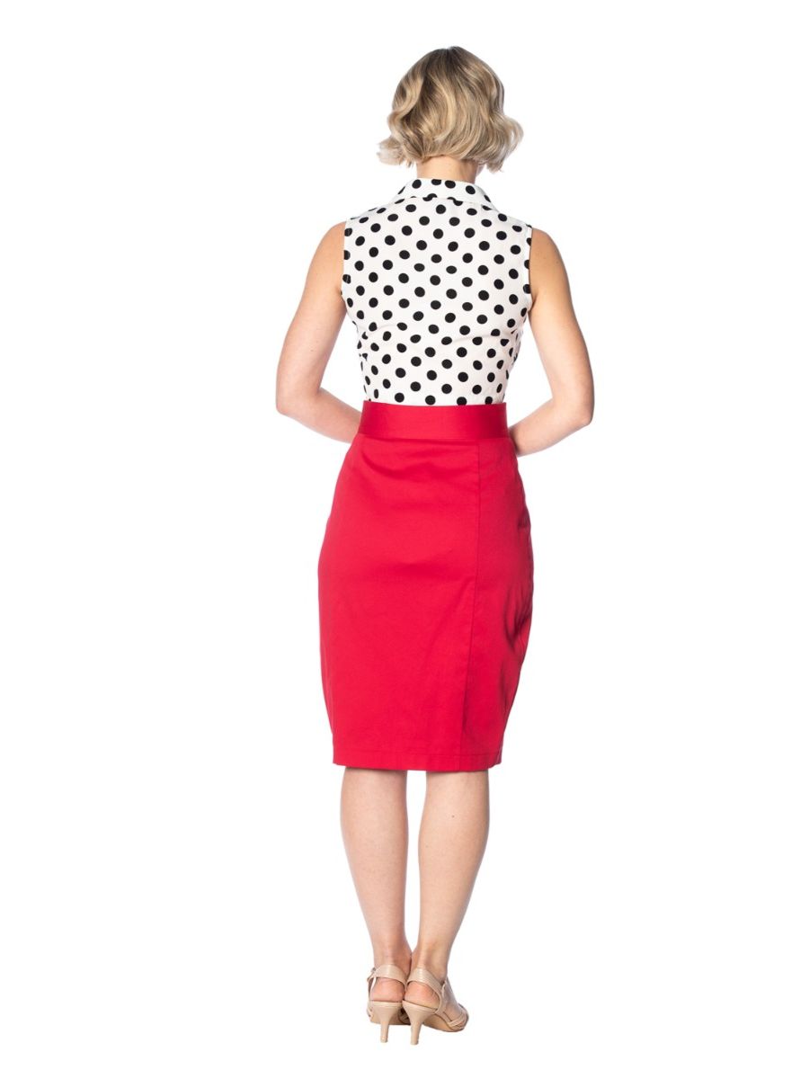 Banned Retro 1950's Black Polka Dot Love Tie Up Crop Top Blouse White