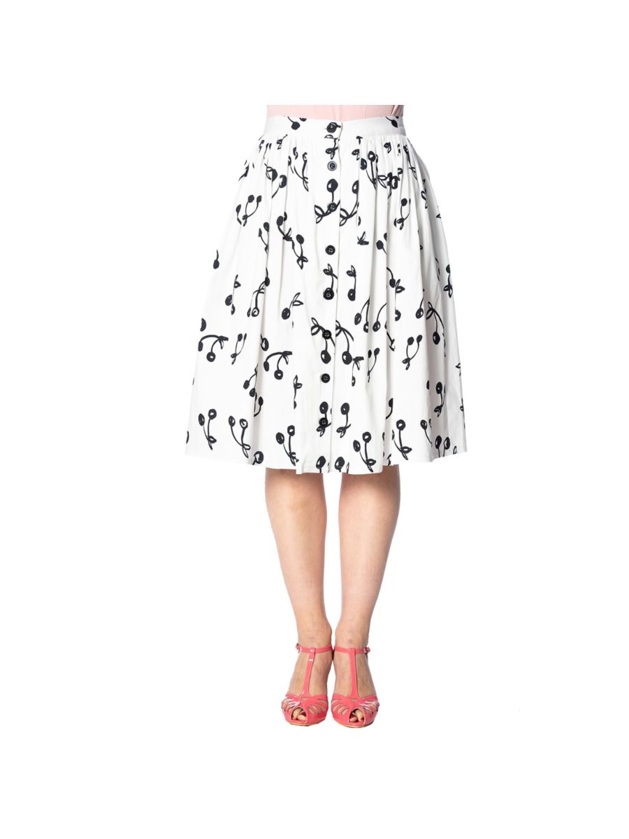 CHERRY POP BUTTON UP FLARED SKIRT
