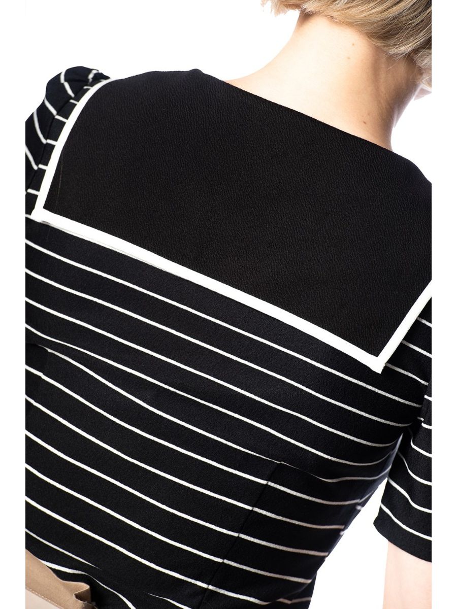 Banned Retro 1950's Pier Stripe Jersey Sailor Nautical Knit Top Black White