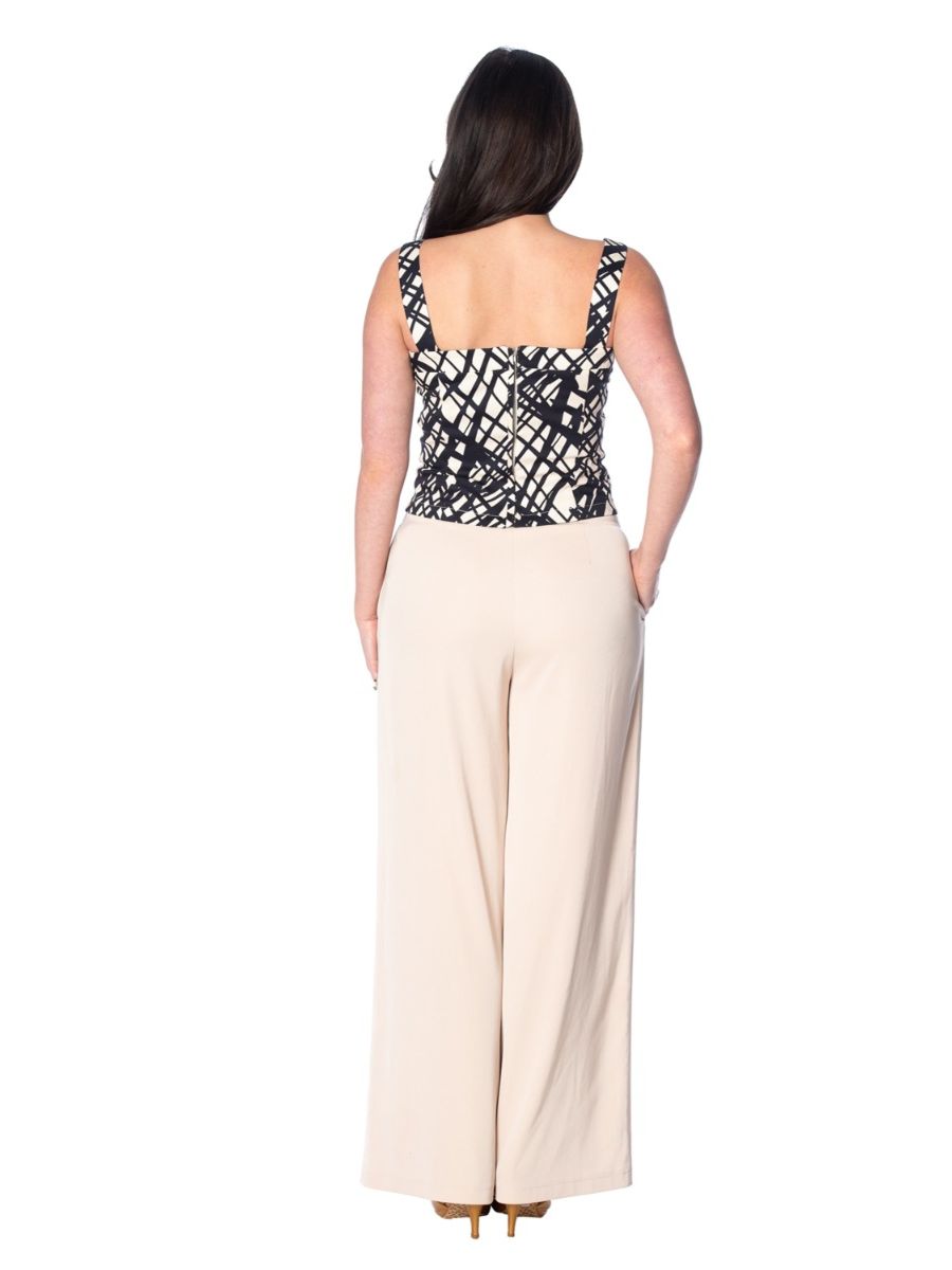 Banned Retro Handsketch Vintage Sleeveless Top Cream