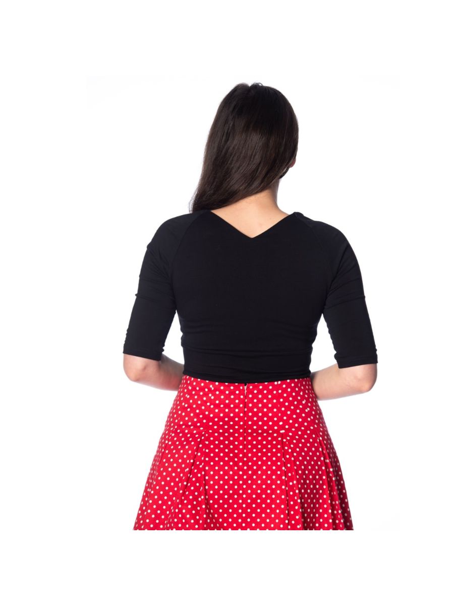 Banned Retro Betty V-Neck Vintage Top Black