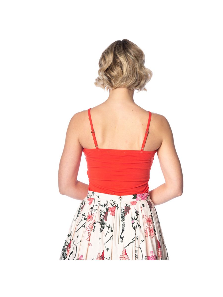Banned Retro Wrap Front Strappy Vintage Twist Tank Top Orange