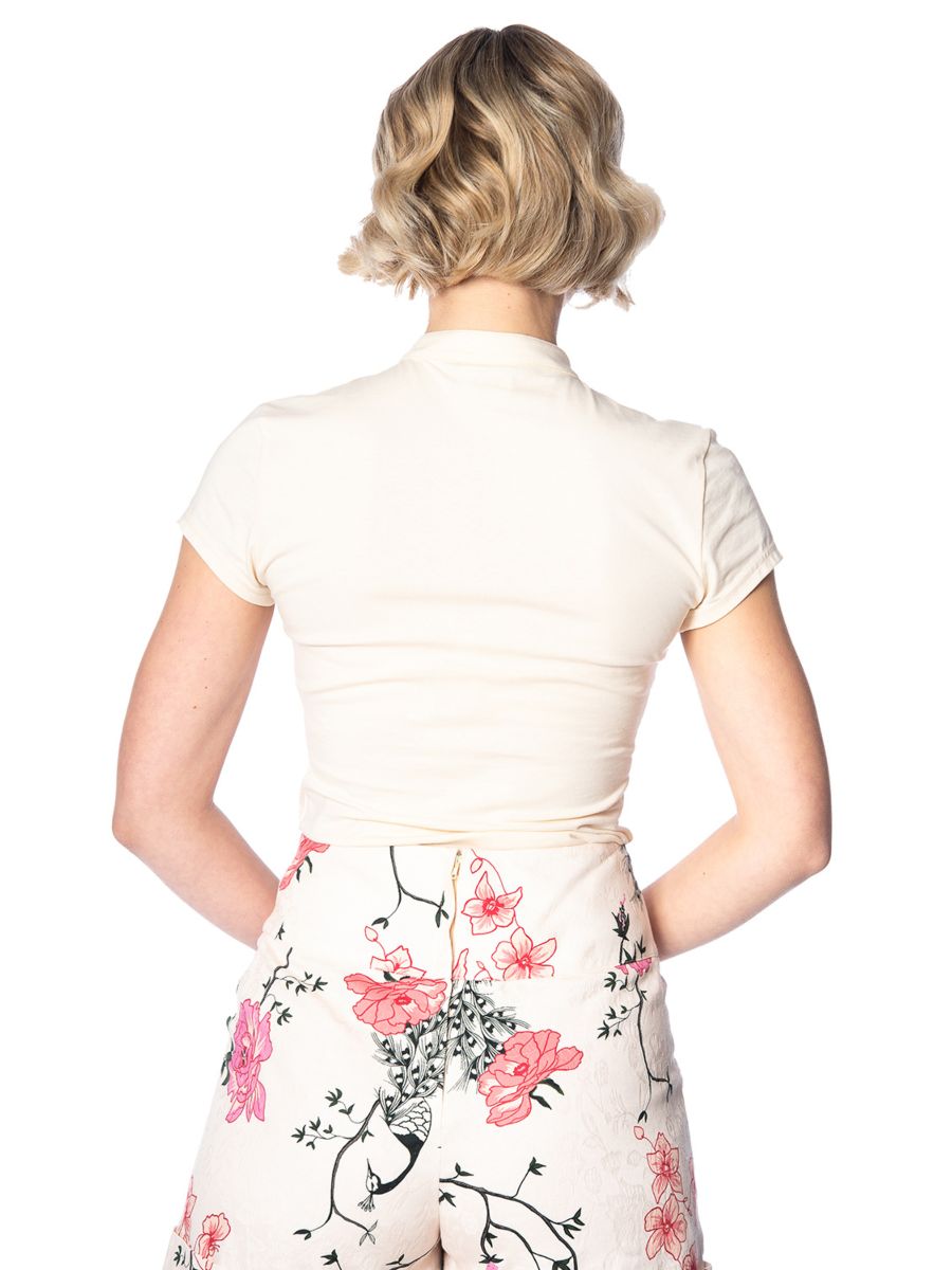 MANDARIN COLLAR TOP Cream