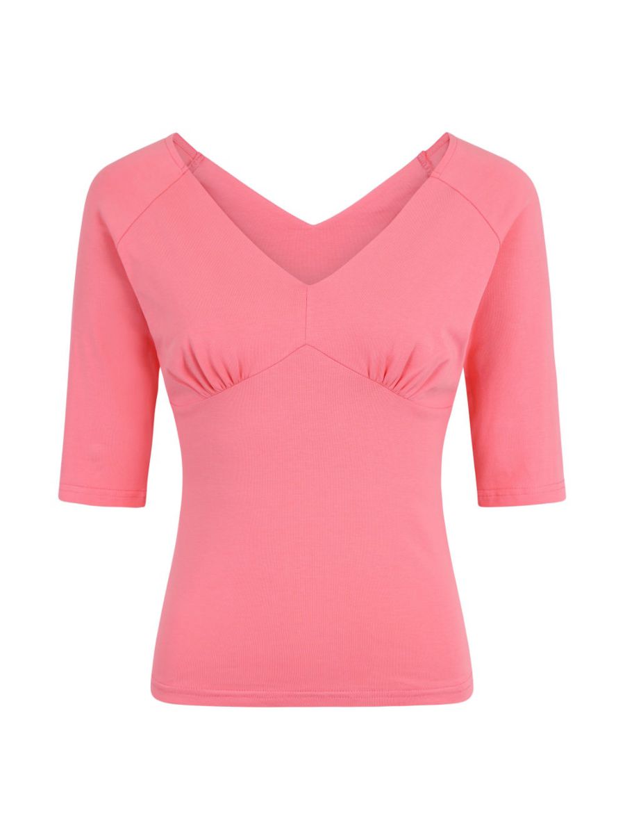 Banned Retro Betty V-Neck Vintage Top Coral