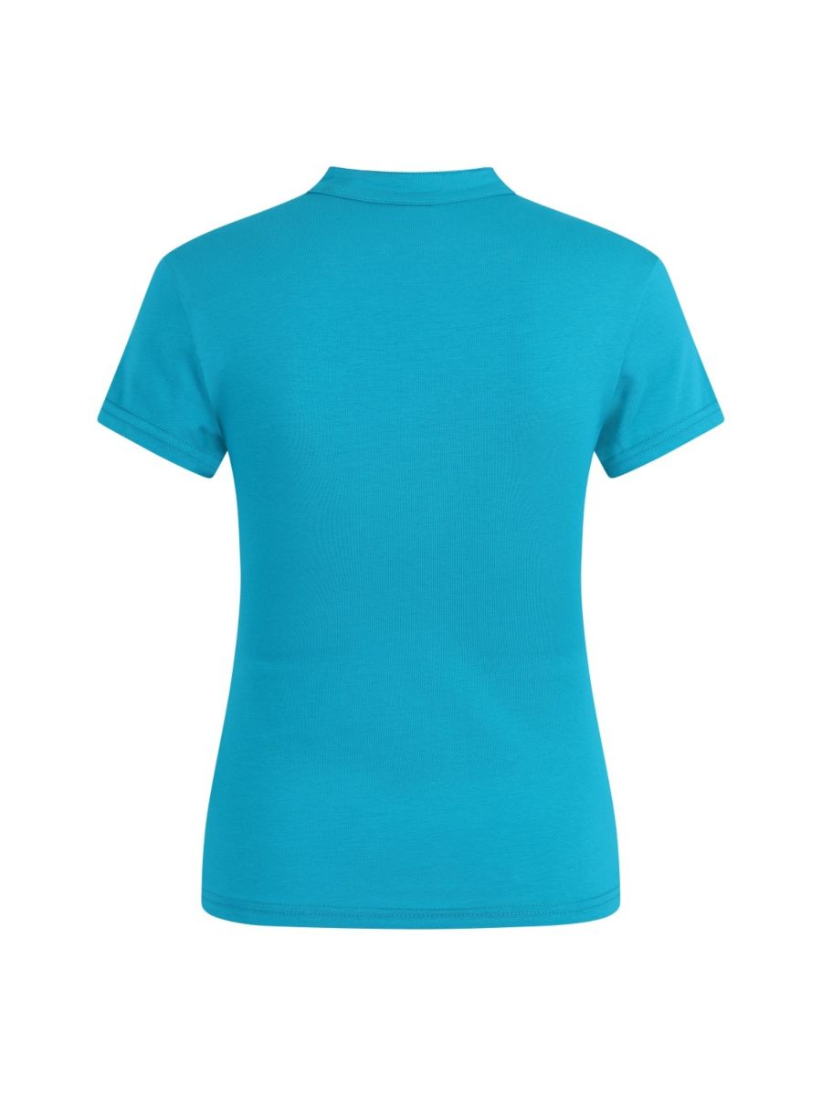 MANDARIN COLLAR TOP Turquoise