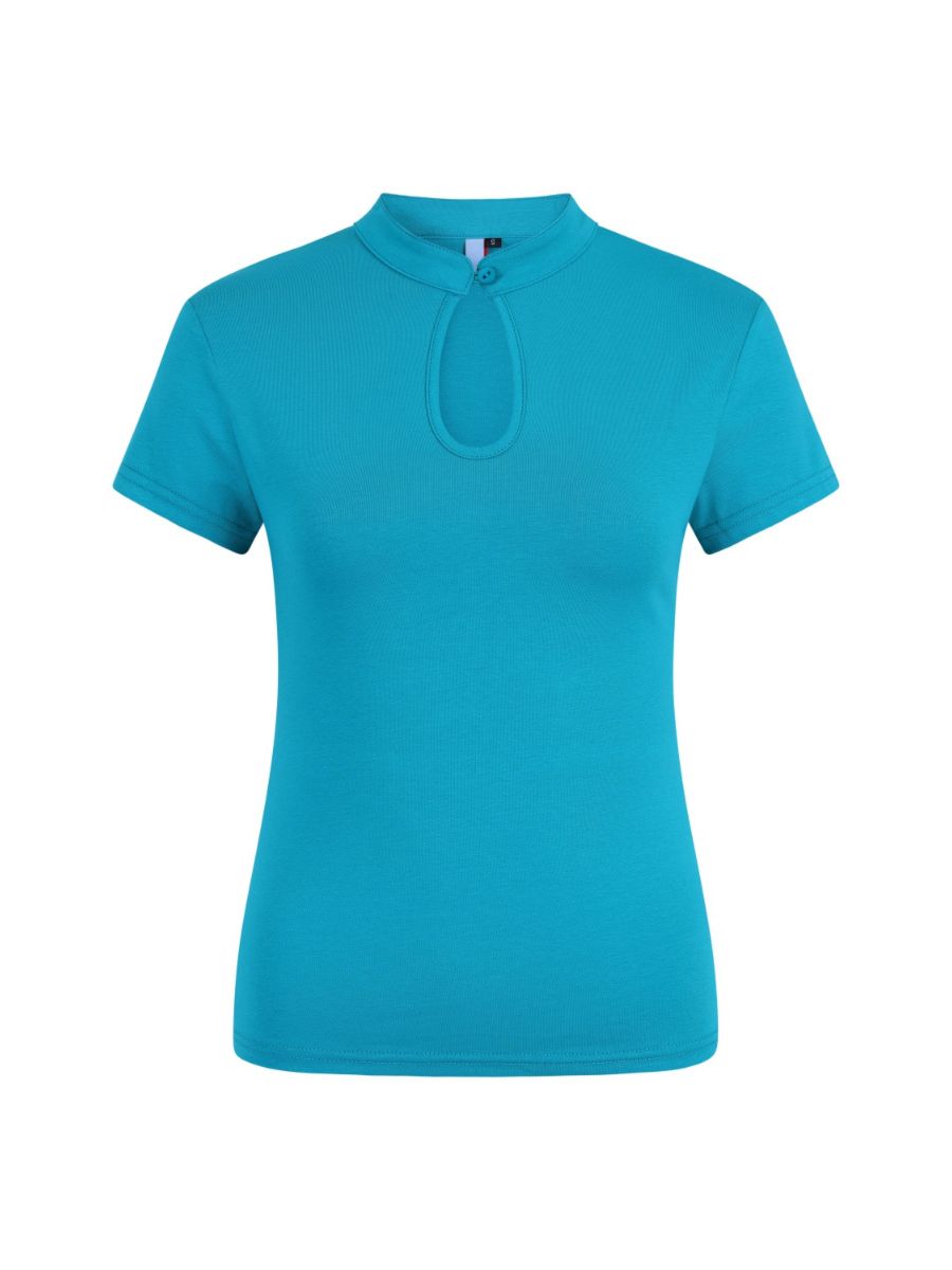 MANDARIN COLLAR TOP Turquoise