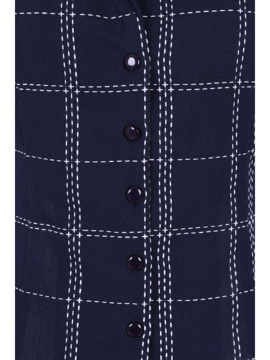 Banned Retro 1950's Chill Checks Rita Blouse Navy