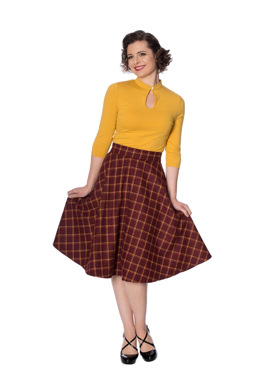 Banned Retro 1930's Emily Peek A Boo Mandarin Collar Keyhole Vintage Top Mustard