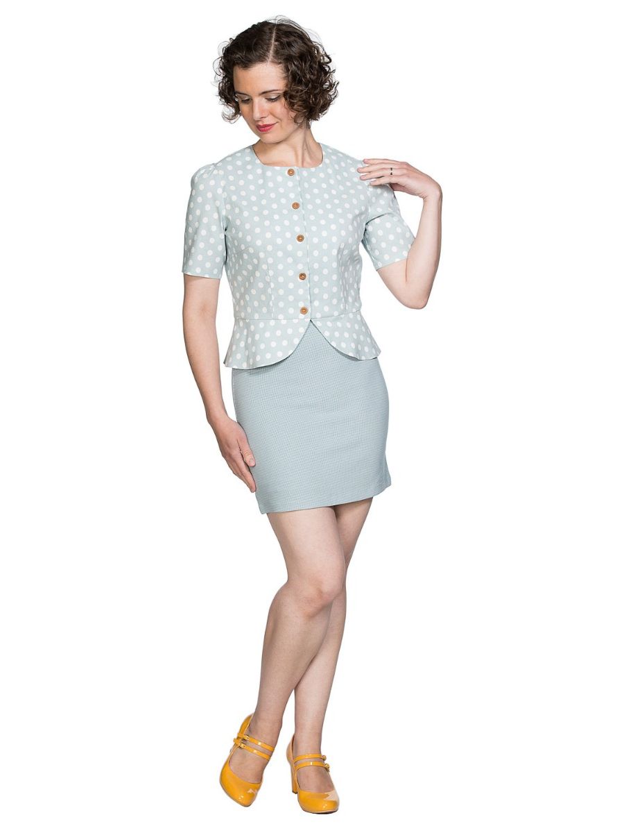 Banned Retro 1950's Spotlight Vintage Polka Dot Peplum Blouse Mint