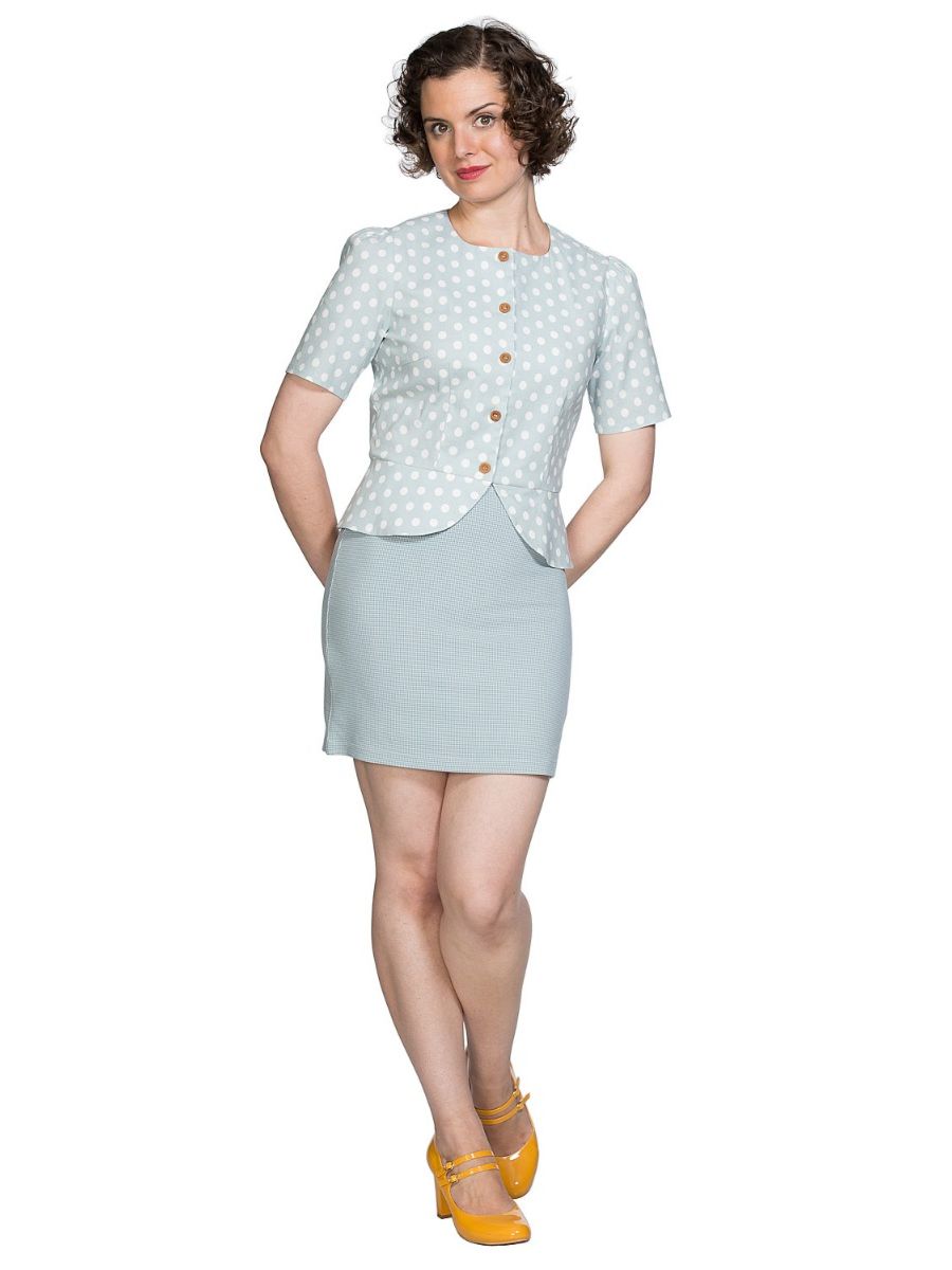 Banned Retro 1950's Spotlight Vintage Polka Dot Peplum Blouse Mint