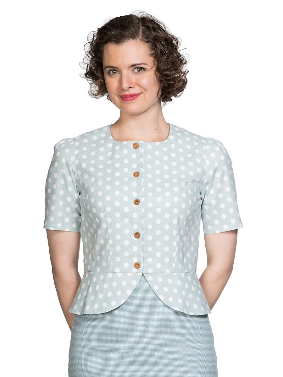 Banned Retro 1950's Spotlight Vintage Polka Dot Peplum Blouse Mint