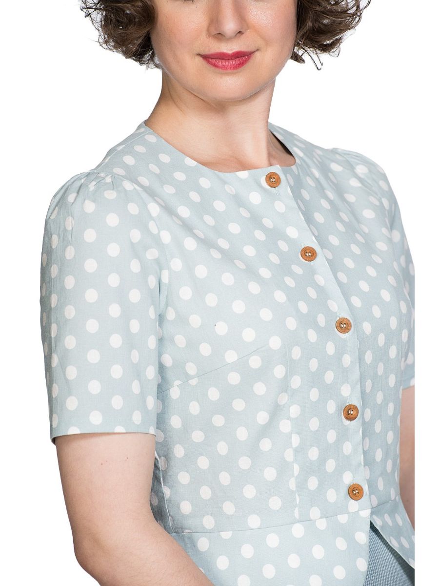Banned Retro 1950's Spotlight Vintage Polka Dot Peplum Blouse Mint
