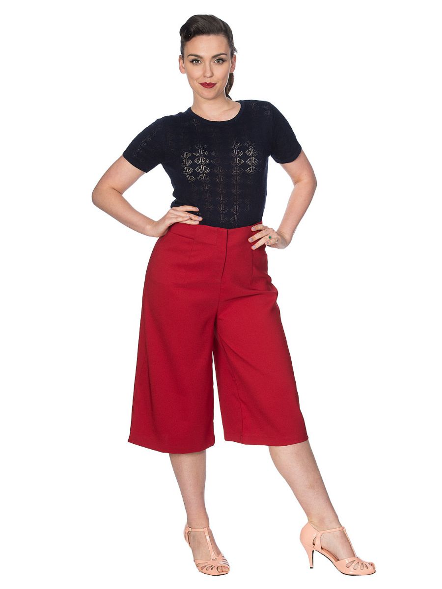 Banned Retro 1950's Nautical Pointelle Perforated Vintage Ruby Knit Top Black