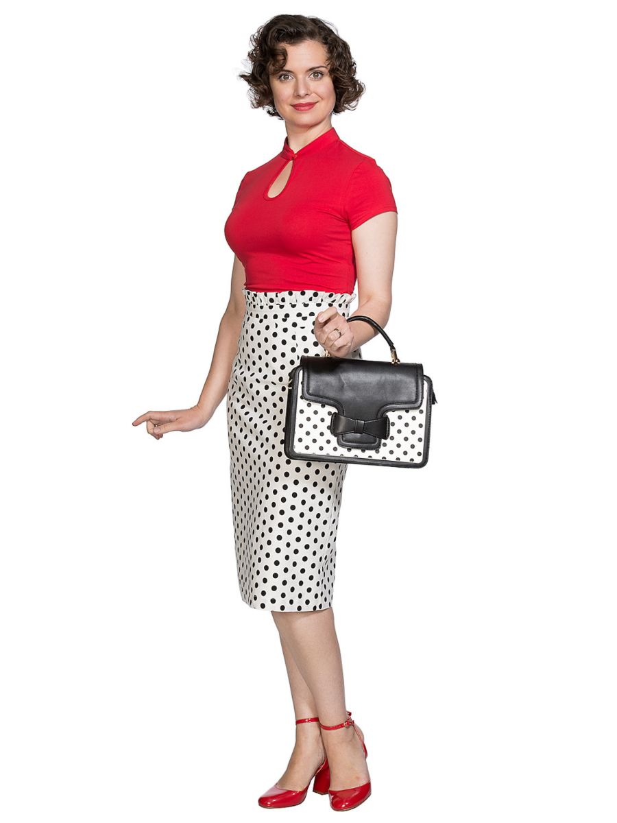 MANDARIN COLLAR TOP Red