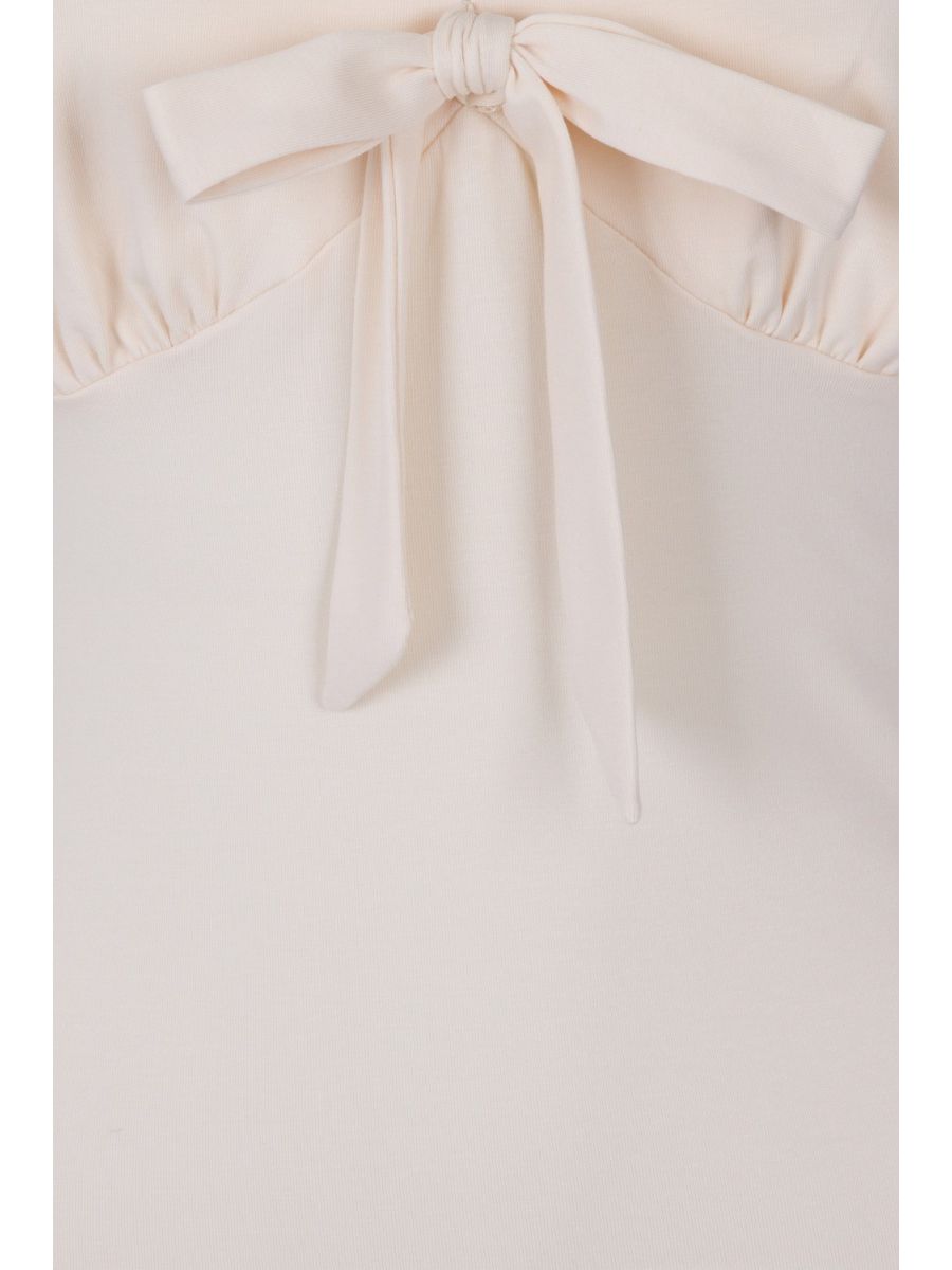 Banned Retro 1950's Bow Wow V-Neck Vintage Top Cream
