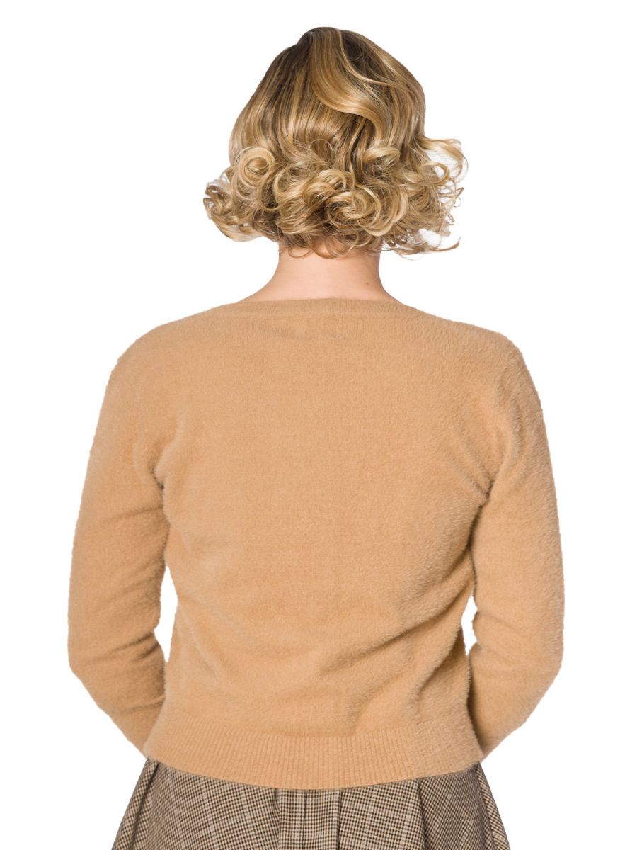 Banned Retro 1950's The Cozy Vintage Mara Faux Fur Cardigan Brown
