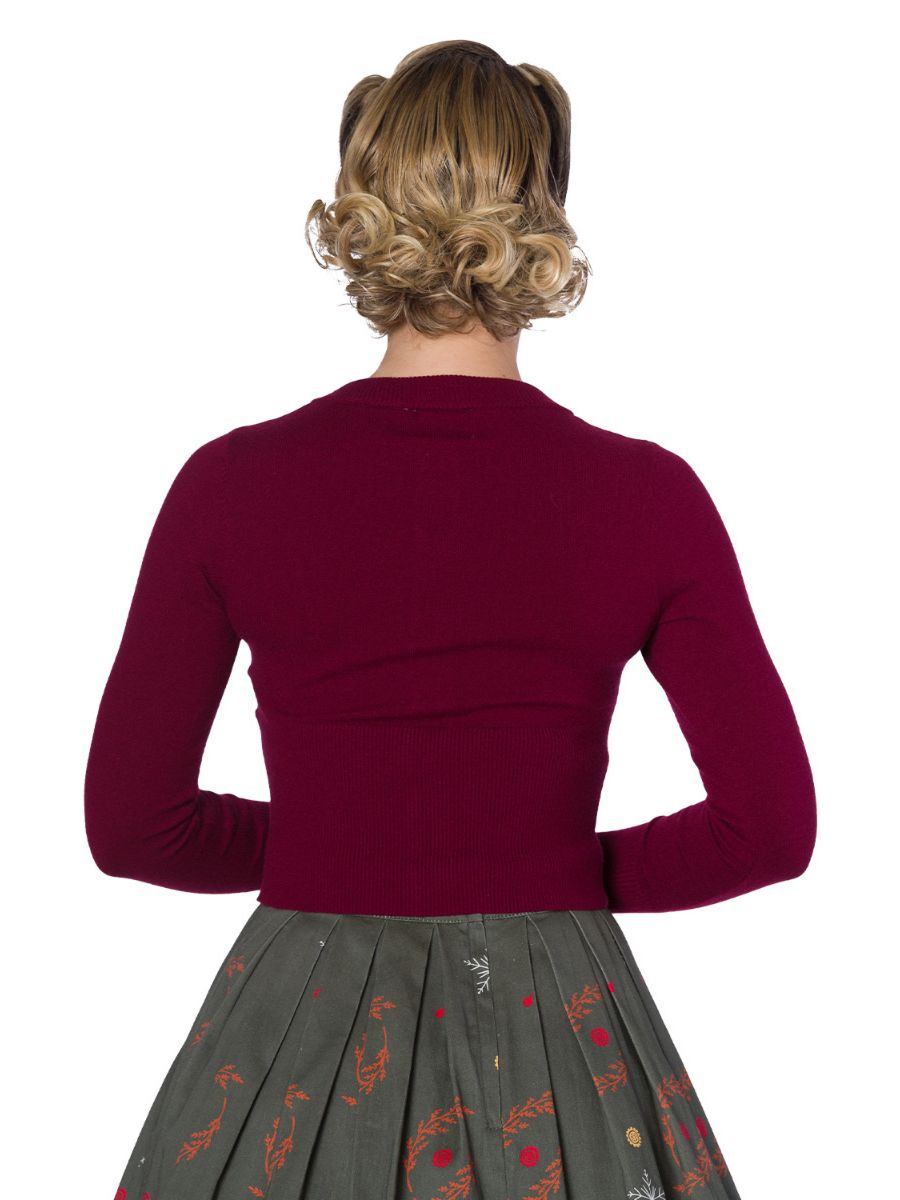 Banned Retro 1950's Dolly Vintage Cardigan Burgundy