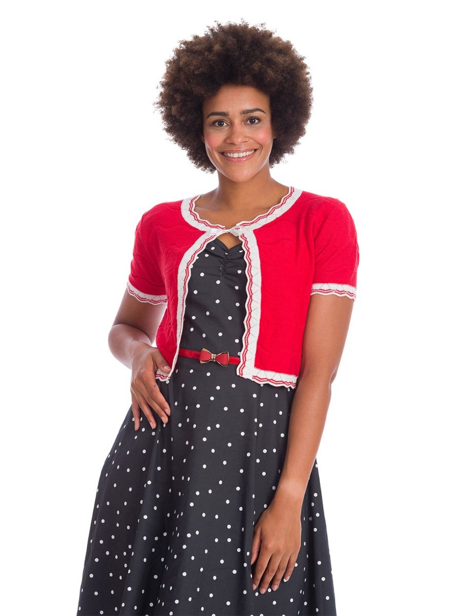 Banned Retro 1940's Sasha Scallop Knit Bolero Red