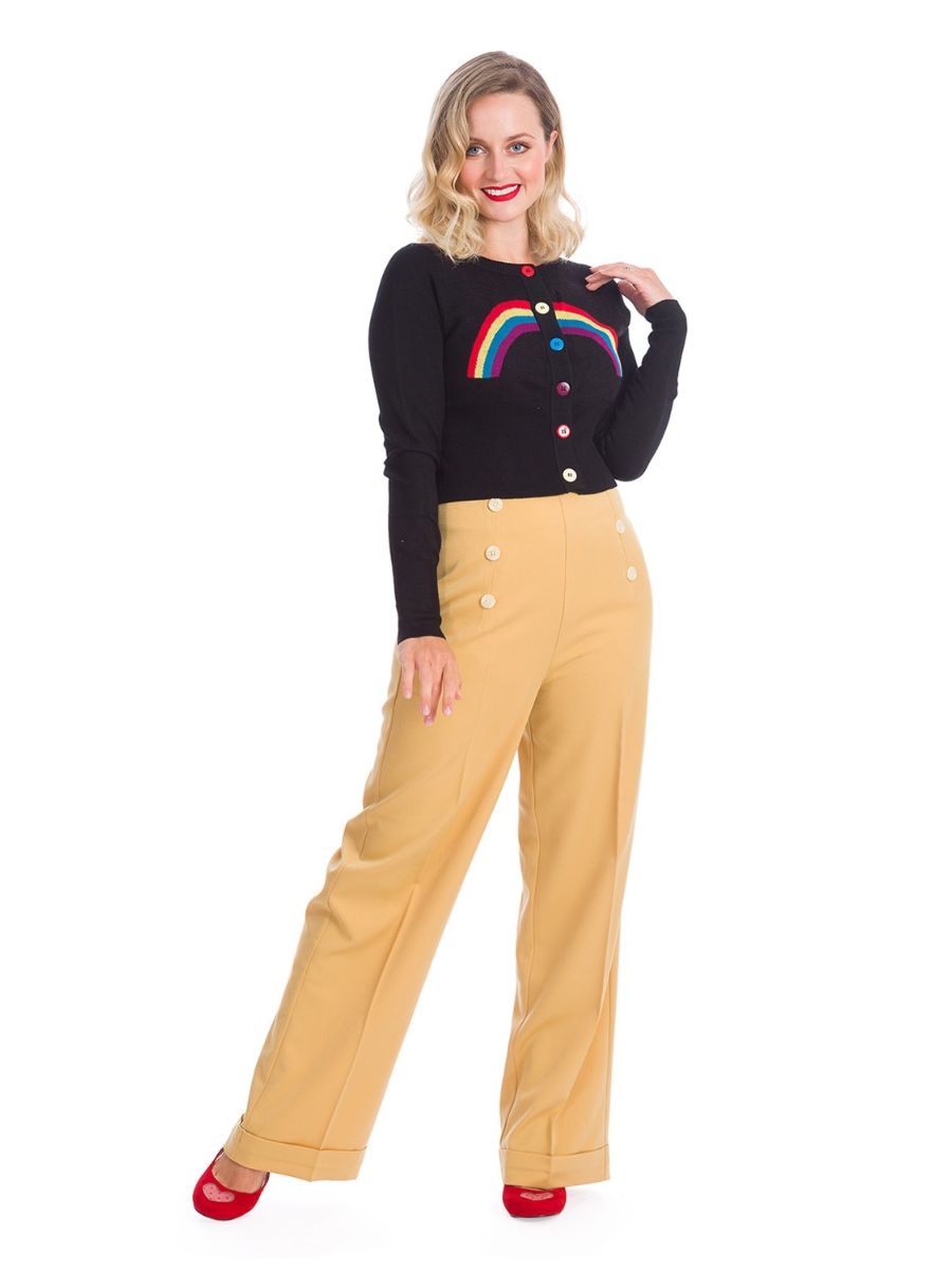Banned Retro 60's Rainbow Days Ahead Vintage Cardigan Black