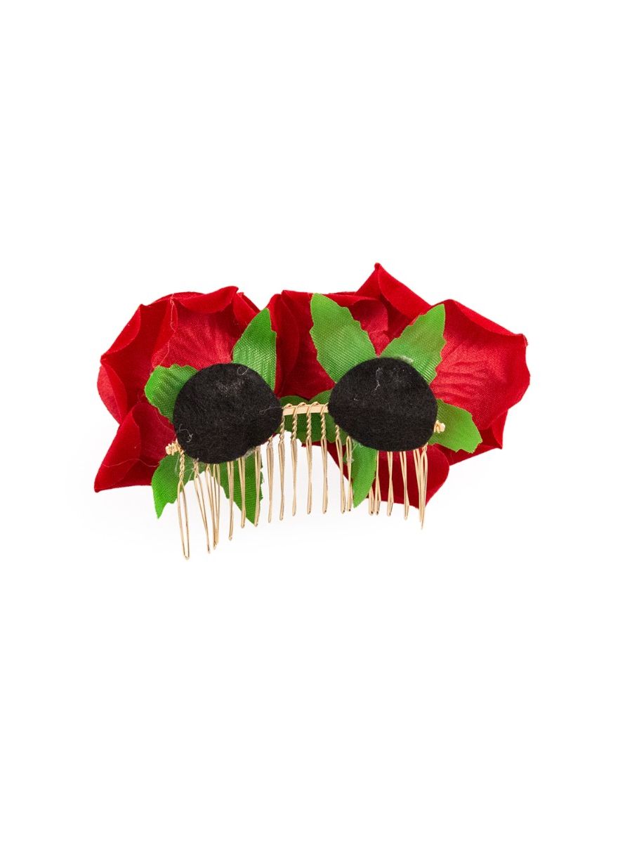 Banned Retro Be My Valentine Double Rose Vintage Hairpin Red