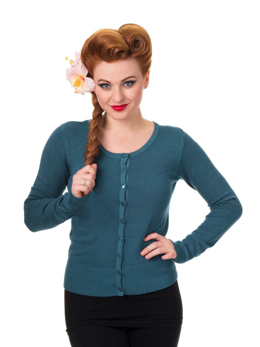 Banned Retro Getaway Long Sleeve Gina Vintage Cardigan Ink Blue