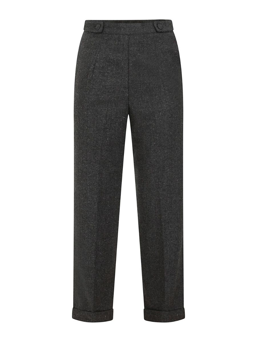 Banned Retro 1950's Button Side Vintage Shirley Wide Leg Trouser Grey