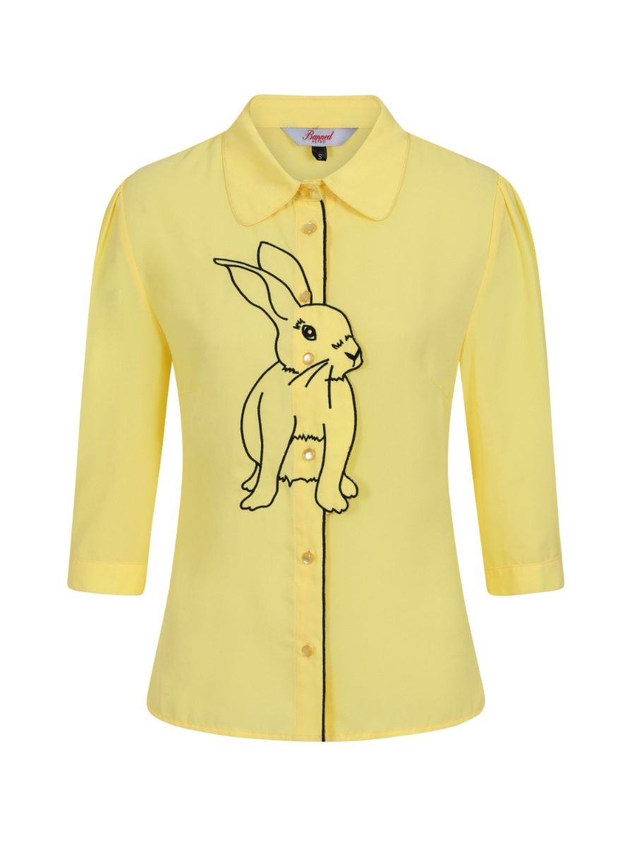 Banned Retro 1940's Bunny Hop Thelma Blouse Yellow
