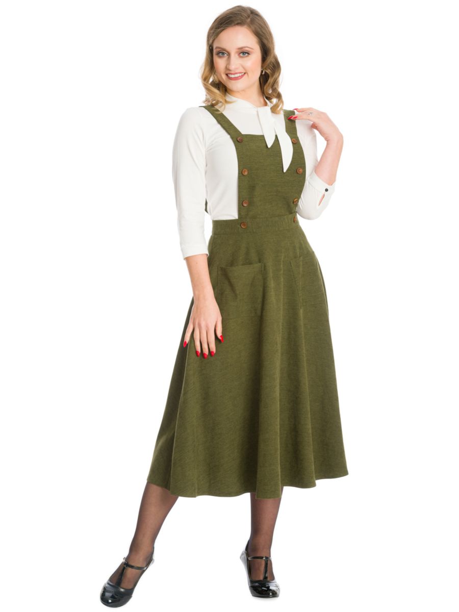 LIFES A PEACH PINAFORE DRESS-Green