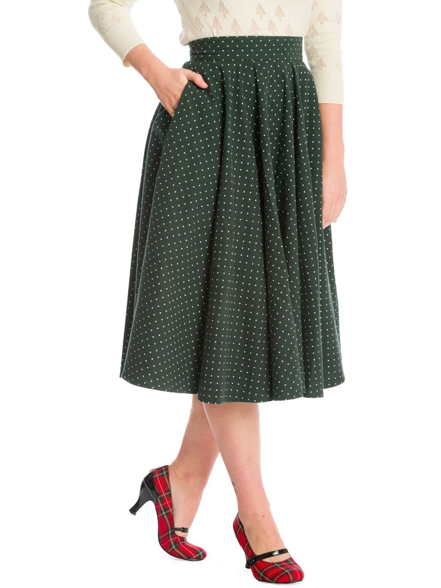 COSY SPOT SWING SKIRT-Green