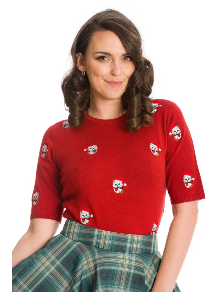 HOLLY CAT JUMPER-Red