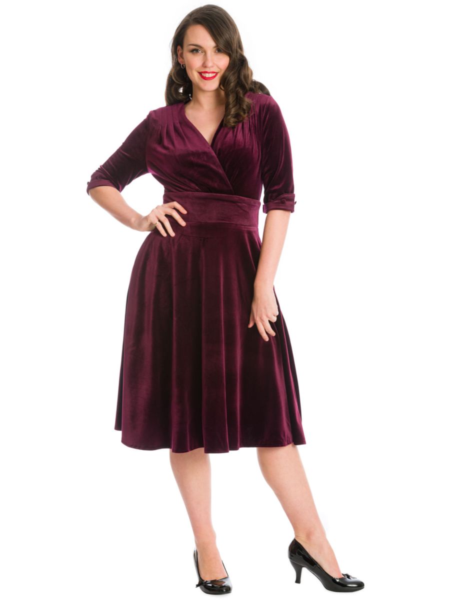 DATE NIGHT FIT & FLARE DRESS-Burgundy