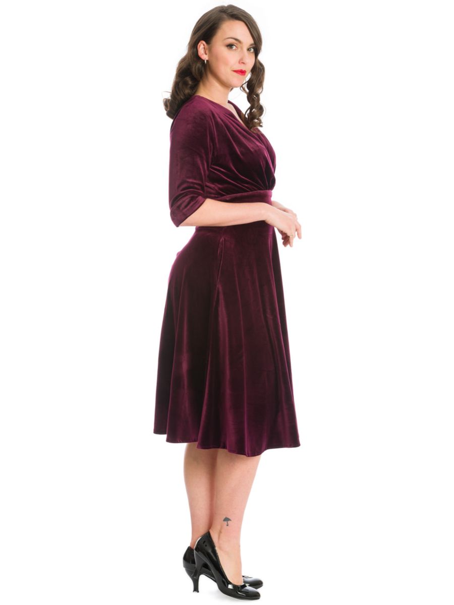 DATE NIGHT FIT & FLARE DRESS-Burgundy